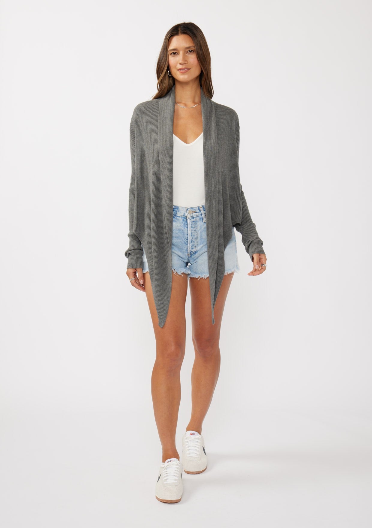 THE PAIGE CARDIGAN IN PEWTER